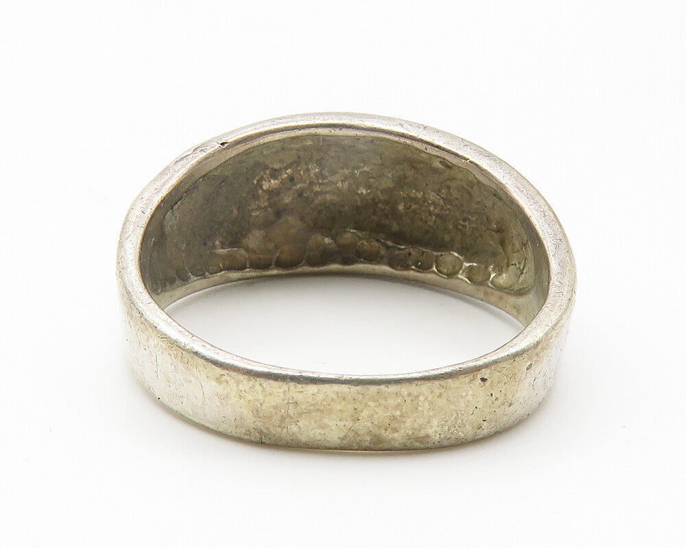 925 Sterling Silver  Vintage Dark Tone Diamond Cut Band Ring Sz 6  RG11423