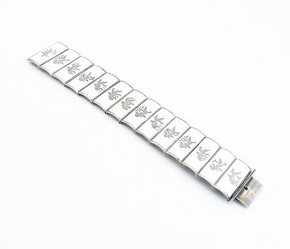 SIAM 925 Sterling Silver  Vintage Enamel Dancer Panel Chain Bracelet  BT2825