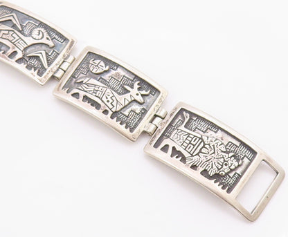 925 Sterling Silver Vintage Bracelet RODERIC TENORIO Storyteller Panel  BT12130
