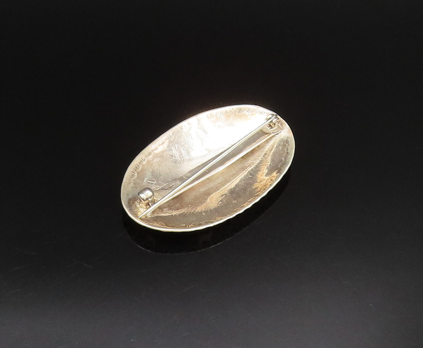 SOUTHWESTERN 925 Sterling Silver Vintage Engraved Floral Oval Brooch Pin BP9822
