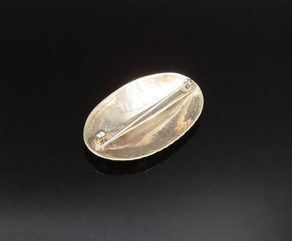 SOUTHWESTERN 925 Sterling Silver Vintage Engraved Floral Oval Brooch Pin BP9822