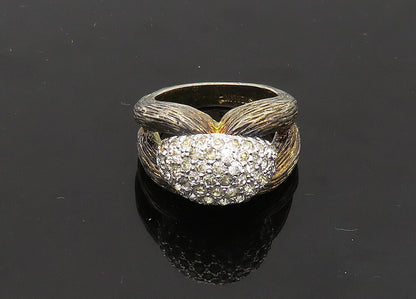 925 Sterling Silver  Vintage Topaz Textured Loop Band Ring Sz 6  RG21677