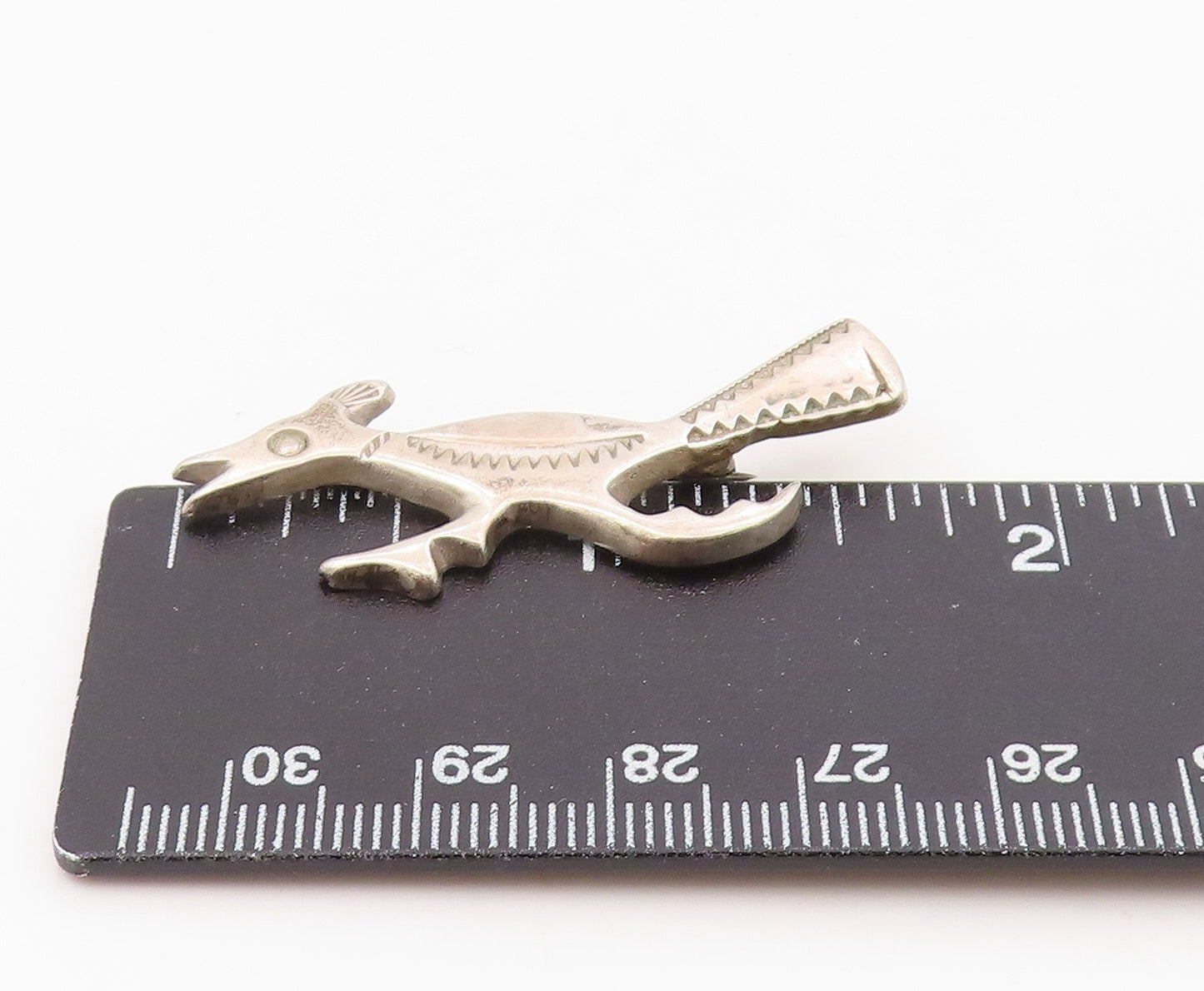 925 Sterling Silver Vintage Brooch Pin SOUTHWESTERN Etched Roadrunner  BP12551