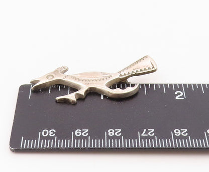 925 Sterling Silver Vintage Brooch Pin SOUTHWESTERN Etched Roadrunner  BP12551
