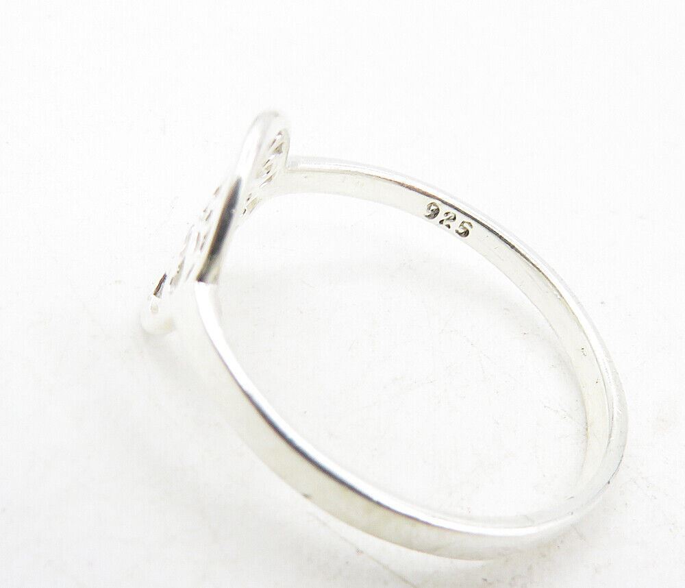 925 Sterling Silver Shiny Cutout Tree Of Life Motif Band Ring Sz 8.5  RG9198