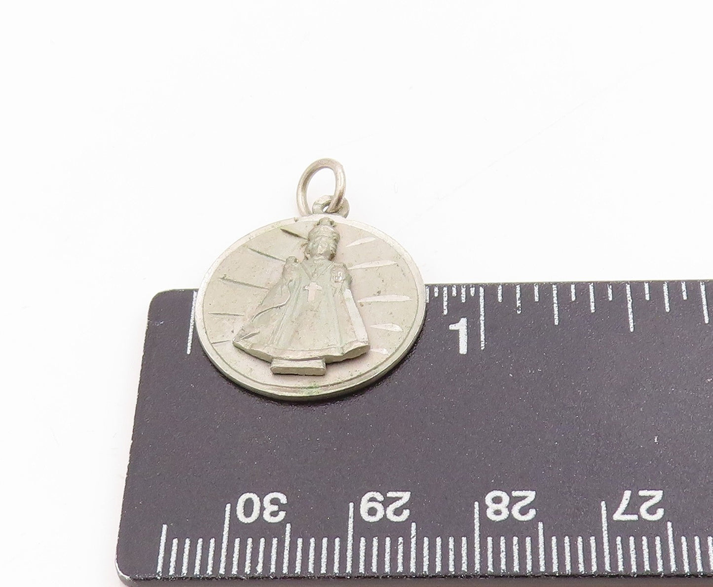 925 Sterling Silver Vintage Pendant Jesus Of Prague Religious Medallion  PT25385
