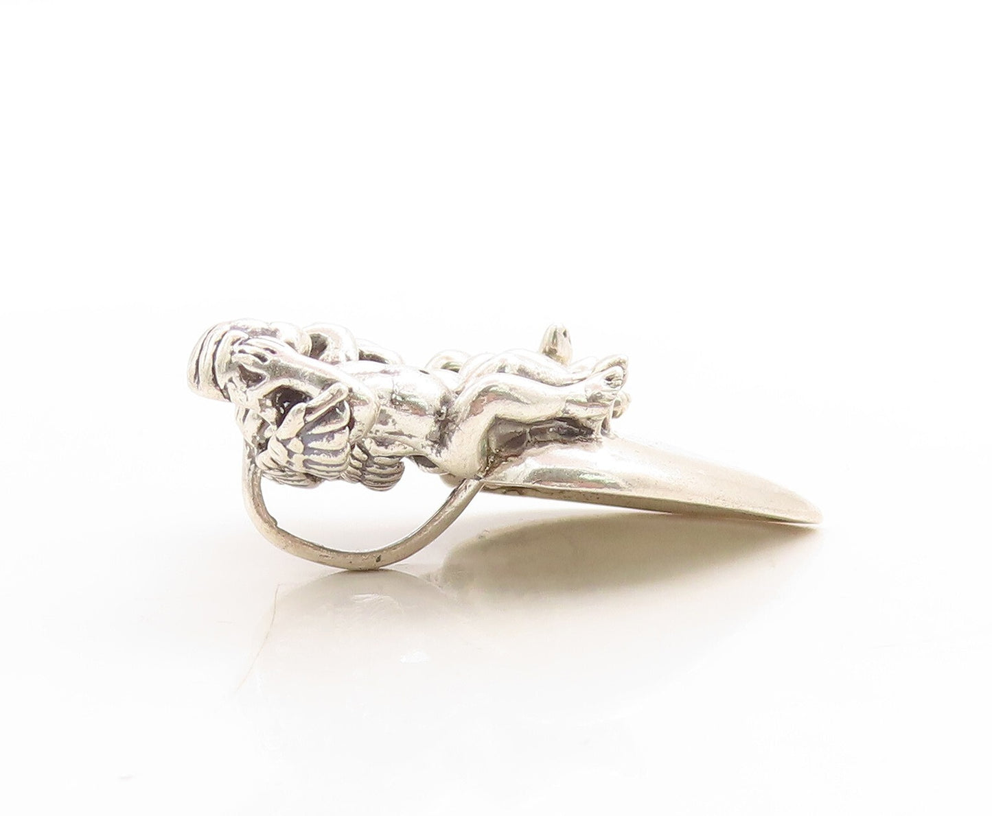 925 Sterling Silver Vintage Pendant KABANA 3 Monkeys Of Gandhiji Heart PT23784