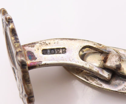 FRYDEUSBERG DENMARK 925 Silver  Vintage Etched Sailboat Cufflinks  TR3358