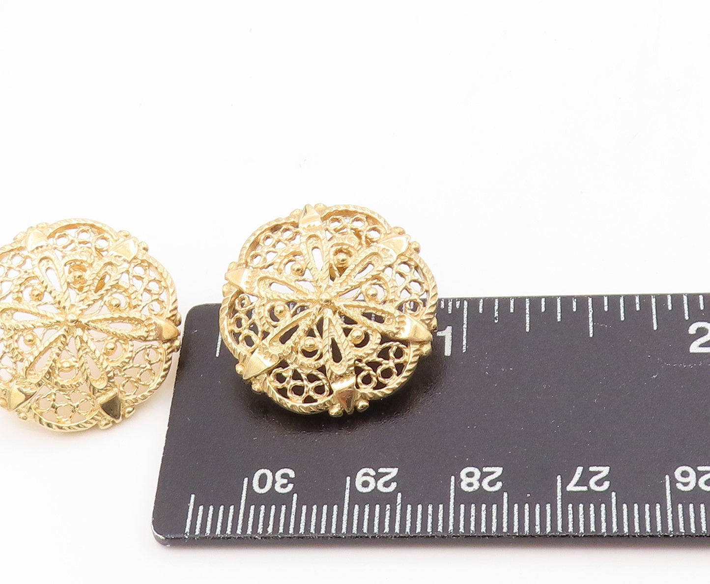 925 Sterling Silver Vintage Earrings Gold Plated Intricate Floral Studs  EG13966