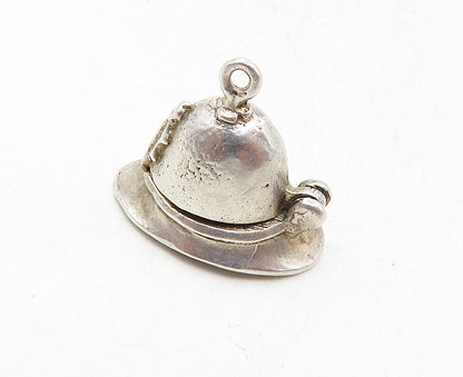 925 Sterling Silver  Vintage Petite Police Hat Motif Pendant (OPENS)  PT7023