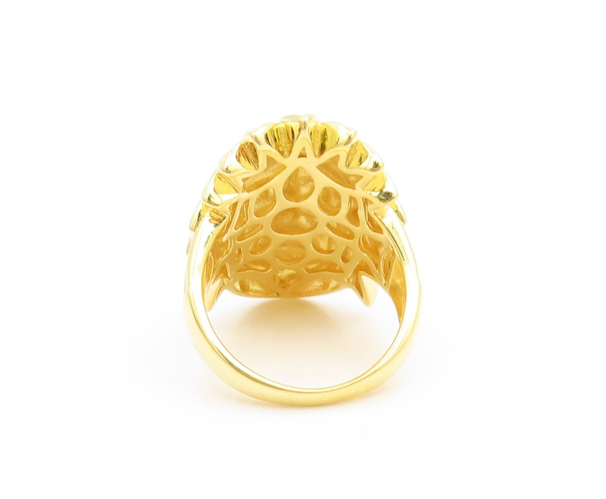 925 Sterling Silver Vintage Ring Gold Plated Native Chief  Sz 8.5  RG35291