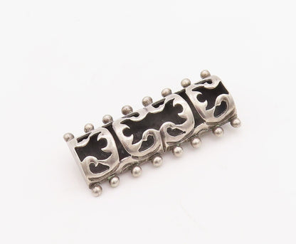 925 Sterling Silver Vintage Brooch Pin Solid Cutout Fire Design Cylinder BP11237