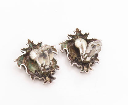 925 Sterling Silver Vintage Earrings STEPHEN DWECK Etched Floral Leaves  EG13665