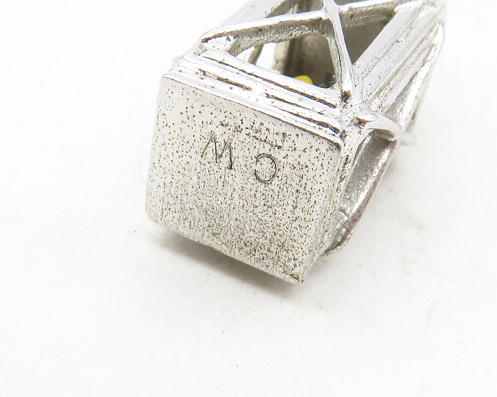925 Sterling Silver  Vintage Petite Figure In Booth Cage Drop Pendant  PT7359