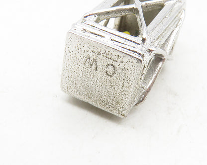 925 Sterling Silver  Vintage Petite Figure In Booth Cage Drop Pendant  PT7359