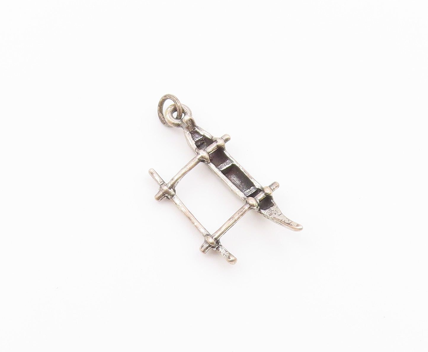 925 Sterling Silver  Vintage Sculpted Canoe Boat Pendant  PT21125