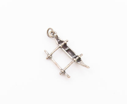 925 Sterling Silver  Vintage Sculpted Canoe Boat Pendant  PT21125