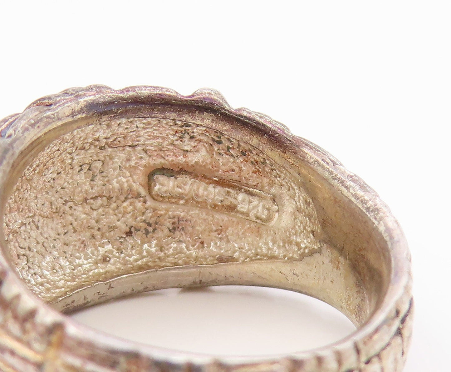 925 Sterling Silver Vintage Ring ESPO SIG Wide Woven Dome Band  Sz 7  RG36013