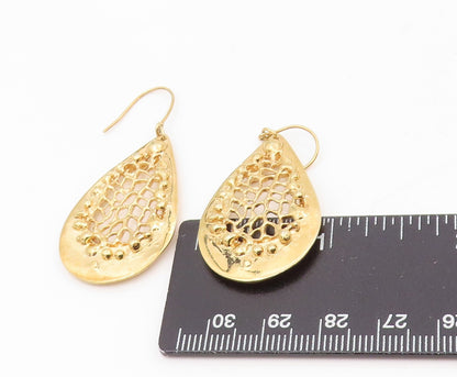 925 Sterling Silver Vintage Earrings Gold Plated Openwork Teardrops  EG13886