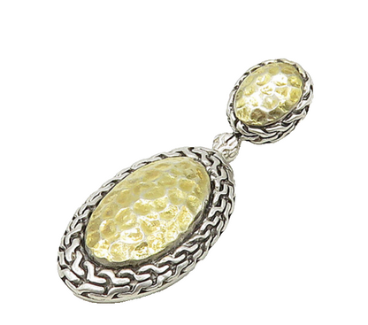 925 Sterling Silver  Vintage Shiny Hammered Two Tone Linked Pendant  PT17231