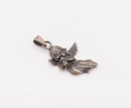 925 Sterling Silver  Vintage Mini Angle of Music Charm Pendant  PT22137