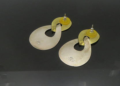 MEXICO 925 Silver  Vintage Shiny Two Tone Linked Dangle Earrings  EG10518