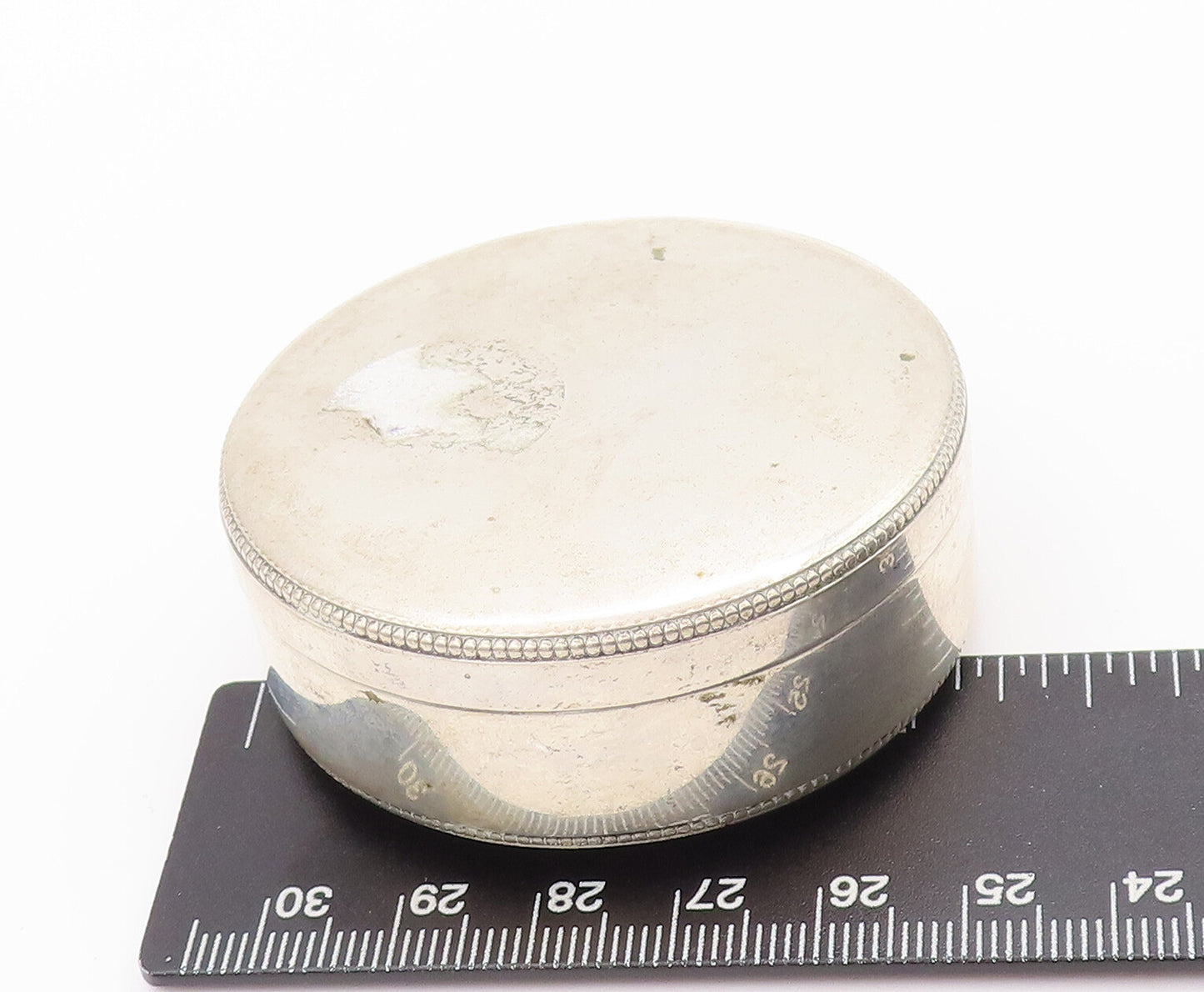 925 Sterling Silver Vintage Jewelry Box GUCCI Solid  Doted Border (OPENS) TR3752