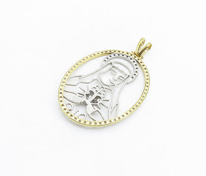 MEXICO 925 Sterling Silver  Vintage Cubic Zirconia Virgin Mary Pendant  PT4474