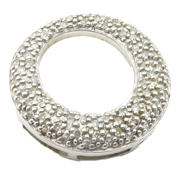 925 Sterling Silver  Genuine Diamonds Open Circle Slide Pendant  PT9728