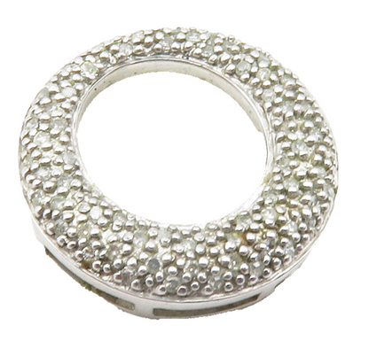 925 Sterling Silver  Genuine Diamonds Open Circle Slide Pendant  PT9728