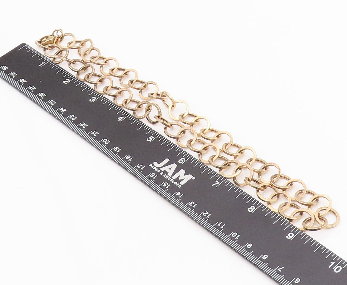 925 Sterling Silver Vintage Necklace Gold Plated Interlinked Cutout Rings NE4432