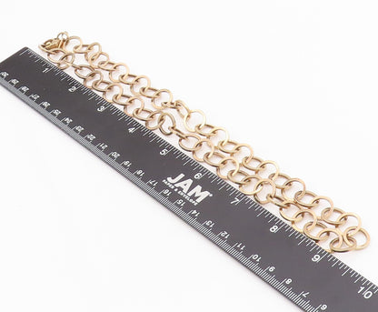 925 Sterling Silver Vintage Necklace Gold Plated Interlinked Cutout Rings NE4432