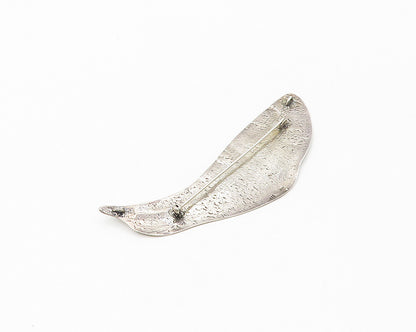 NILI ISRAEL 925 Sterling Silver  Vintage Shiny Etched Leaf Brooch Pin  BP6933