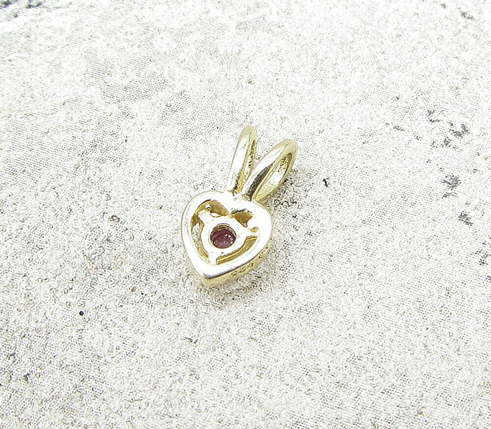 Gold Over 925 Sterling Silver Ruby Love Heart Slider Pendant PT1185