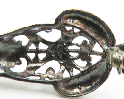 925 Sterling Silver Vintage Shiny Swirl Cutout Pattern Brooch Pin BP5569