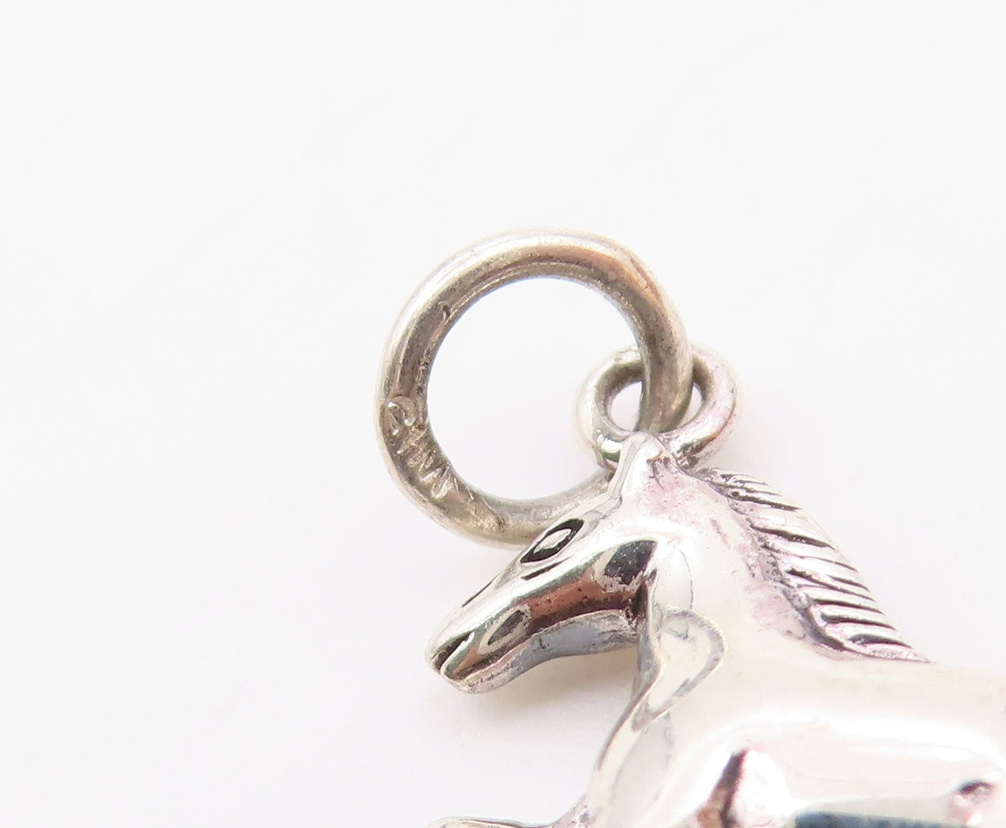 925 Sterling Silver  Vintage Shiny Petite Galloping Horse Pendant  PT18368