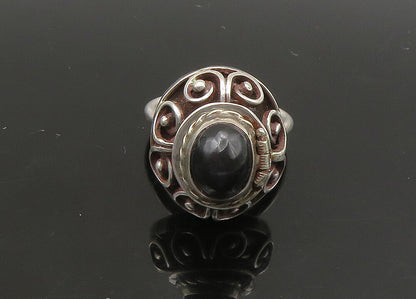925 Silver  Vintage Black Onyx Adjustable Cocktail Ring Sz 8 (OPENS)  RG22954