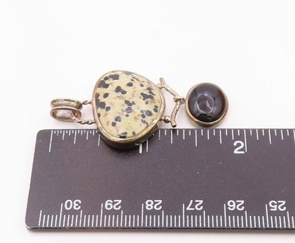 WHITNEY KELLY 925 Silver  Vintage Onyx & Dalmatian Jasper Pendant  PT16907