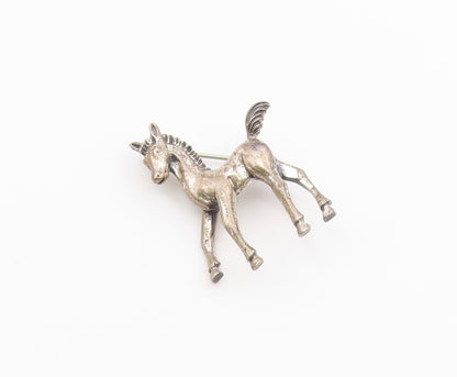 BEAU 925 Sterling Silver Vintage Dainty Horse Motif Animal Brooch Pin BP10014