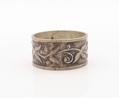 925 Sterling Silver Vintage Ring UNCAS Antique Dark Tone Floral  Sz 9  RG31008
