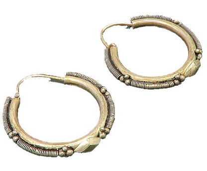 925 Sterling Silver  Vintage Wire Twist Design Round Hoop Earrings  EG10703