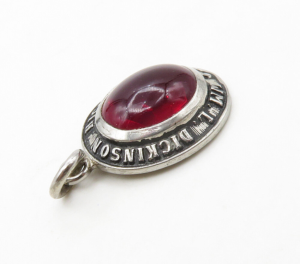 925 Sterling Silver  Vintage Garnet W.L. Dickenson High School Pendant PT13134
