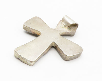 925 Sterling Silver  Vintage Antique Religious Cross Dark Tone Pendant PT10725