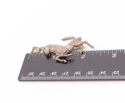 925 Sterling Silver Vintage Pendant Dark Tone Blue CZ Eyed Horse  PT24110