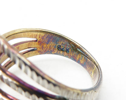 925 Sterling Silver  Vintage Shiny Diamond Cut Split Band Ring Sz 6  RG11283