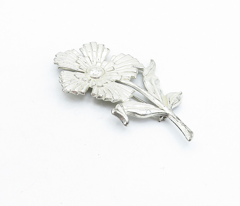 925 Sterling Silver  Vintage Shiny Single Flower Motif Brooch Pin  BP2251