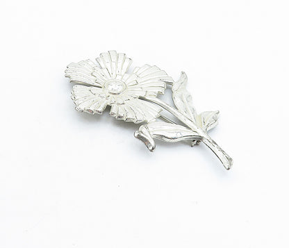 925 Sterling Silver  Vintage Shiny Single Flower Motif Brooch Pin  BP2251