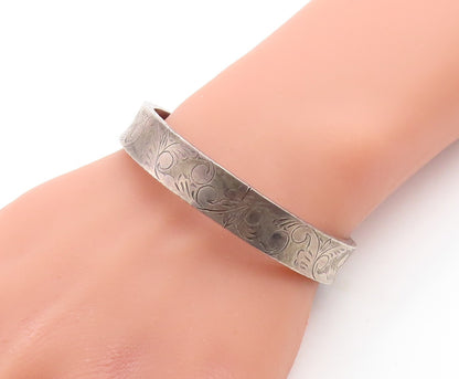 SIAM 925 Silver  Vintage Swirl Floral Vine Etched Bangle Bracelet  BT1504