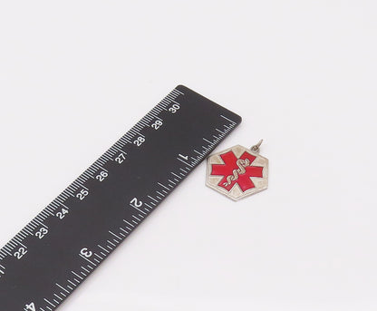 925 Sterling Silver  Vintage Mini Medical Alert Blood Allergy Pendant  PT22150