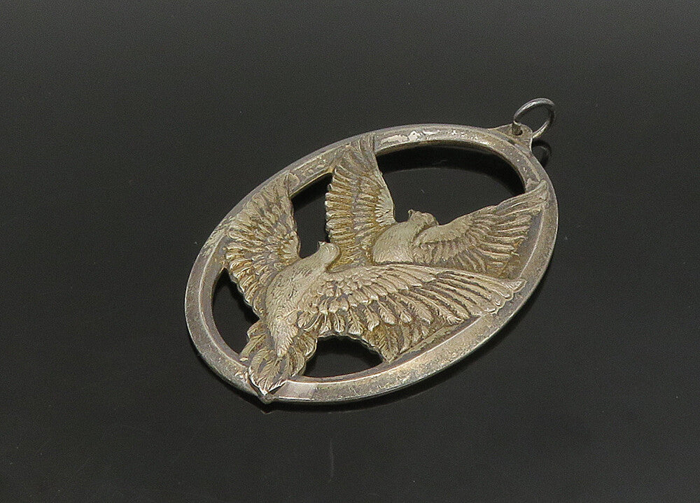 WALLACE 925 Sterling Silver  Vintage Peace On Earth Doves Pendant  PT19424